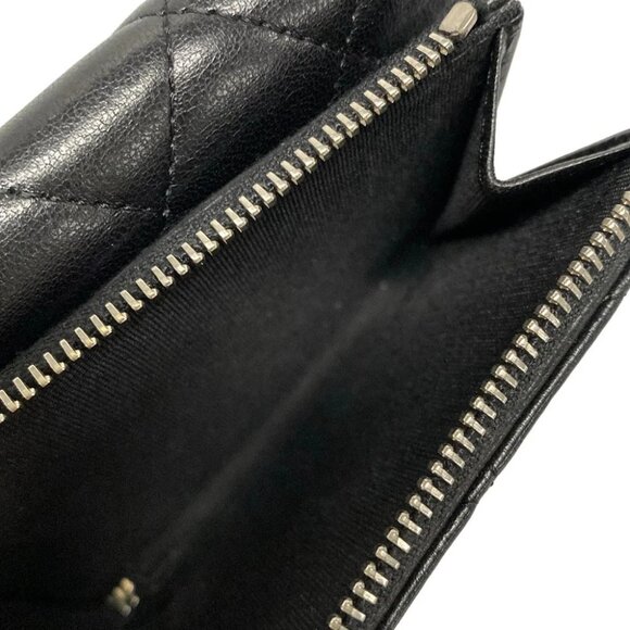 Auth CHANEL Matelasse Black Lambskin Trifold Wallet - Picture 4 of 13